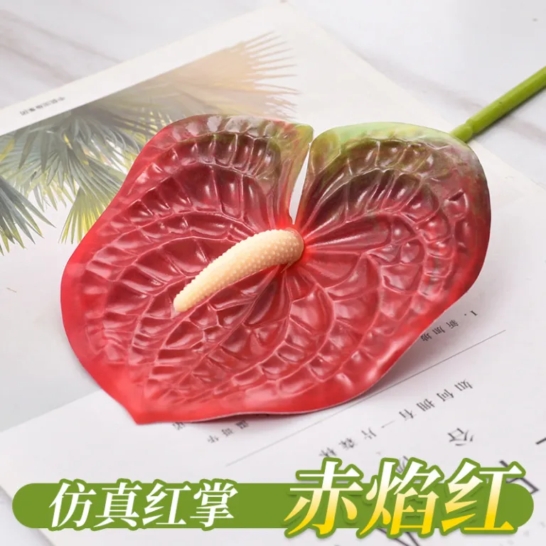 گل آنتوریوم مصنوعی تک شاخه 3D با بافت طبیعی فلامینگو دکور صحنه خانه چیدمان تزئینی شاخه گل مصنوعی دسته گل