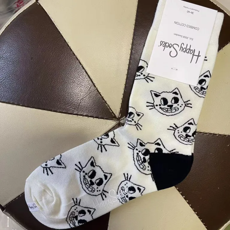 جوراب زنانه رنگارنگ HappySocks طرح کارتونی بامزه مدل اینستاگرامی نیمه‌ساقه بیرونی خیابانی