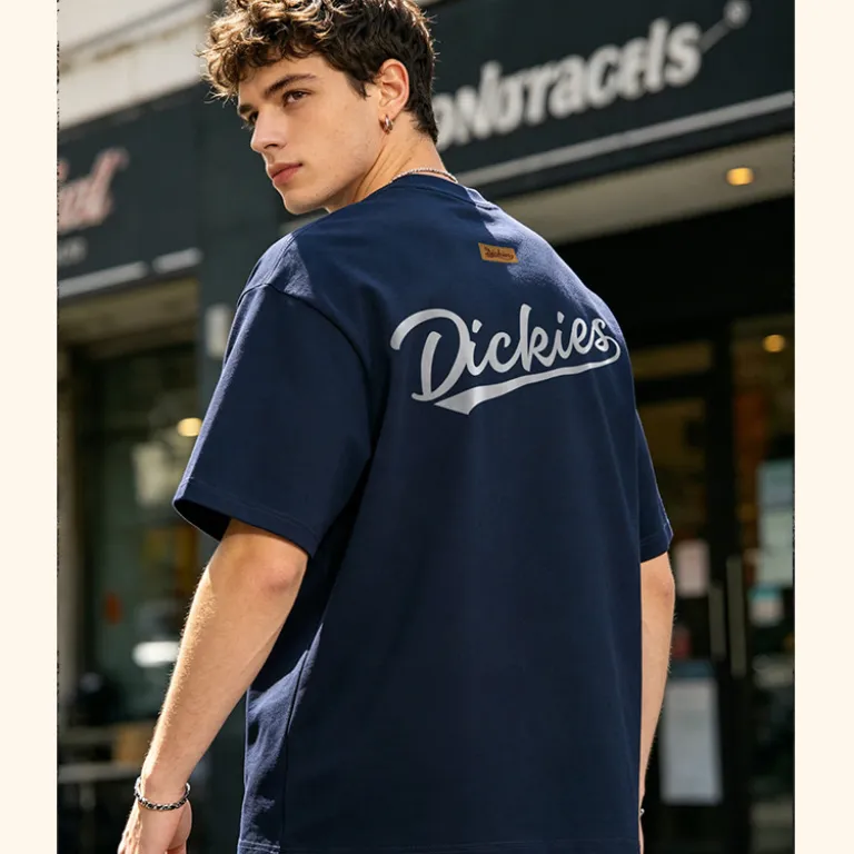 تی‌شرت مردانه نخی سنگین Dickies، تنفس‌پذیر و راحت، مدل کلاسیک وینتیج، آستین کوتاه، استایل روزمره آمریکایی