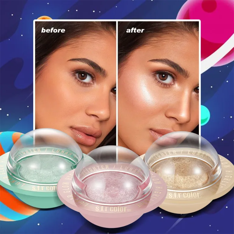 s.f.r سایه چشم پودری هایلایت سیاره‌ای درخشان برای کل بدن، آرایش براق طبیعی با استایل اروپایی-آمریکایی، عمده لوازم آرایش بین‌المللی