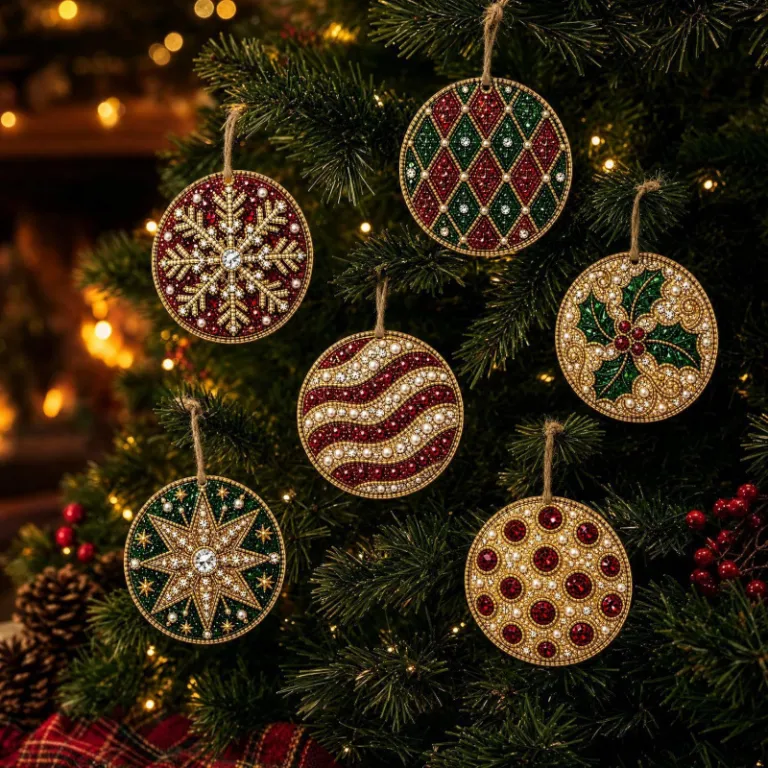 6PCS تزئینات کریسمس چوبی DIY 6 عددی