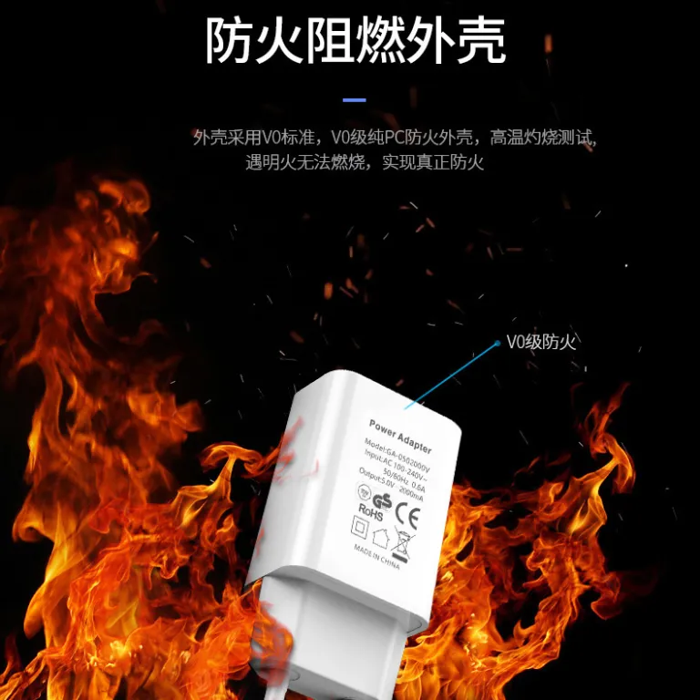 5V2A شارژر USB استاندارد اروپا، هد شارژر دارای گواهی GS اروپا و آداپتور دارای گواهی CE از TUV Rheinland