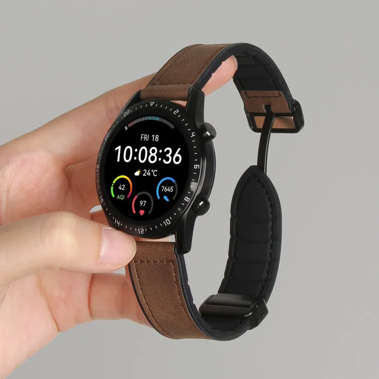 بند چرمی gt6 مناسب ساعت هوشمند هواوی واچ gt7 مدل watchgt5 طرح جدید اسپرت 3 تنفسپذیر gt4 پاییز و زمستان