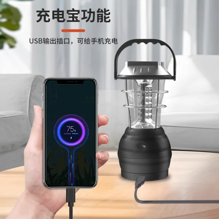 چراغ کمپینگ شارژی LED با شارژ خورشیدی و هندلی، چراغ اضطراری چندکاره قابل حمل