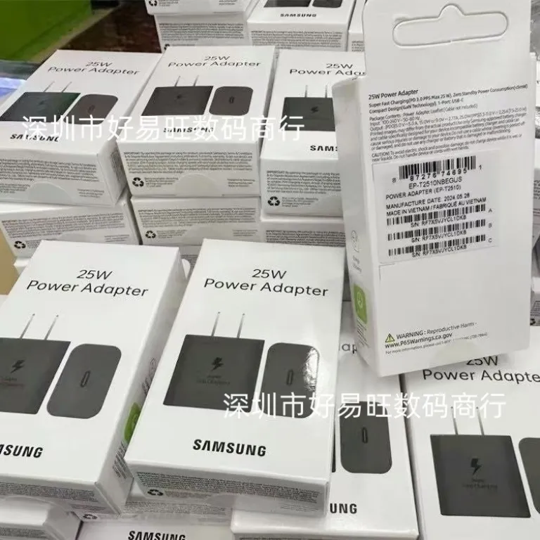T2510 سازگار با سامسونگ 25W شارژر استاندارد اروپا S24U/Note20/S25 شارژ فوق سریع 2.0 شارژر اصلی