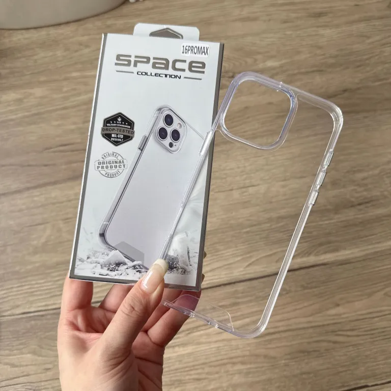 قاب فضایی شفاف اکریلیک با لبه نرم TPU ضد ضربه پرفروش مناسب Iphone17PROMAX/17