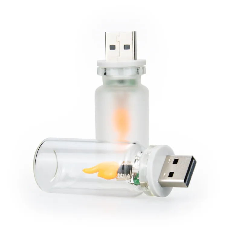چراغ خواب شیشه‌ای با شعله LED شبیه‌سازی شده، طرح رترو، نور گرم، قابل سفارشی‌سازی