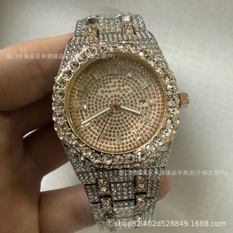 2025 ساعت مردانه باکیفیت تمام الماس AP، پرفروش در Dunhuang و AliExpress، شیک و مد روز، موتور کوارتز، عرضه مستقیم از کارخانه