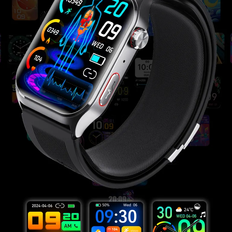 ساعت هوشمند فشارسنج F520pro Max با پمپ هوا، هشدار سقوط و درخواست کمک SOS، صفحه‌نمایش AMOLED