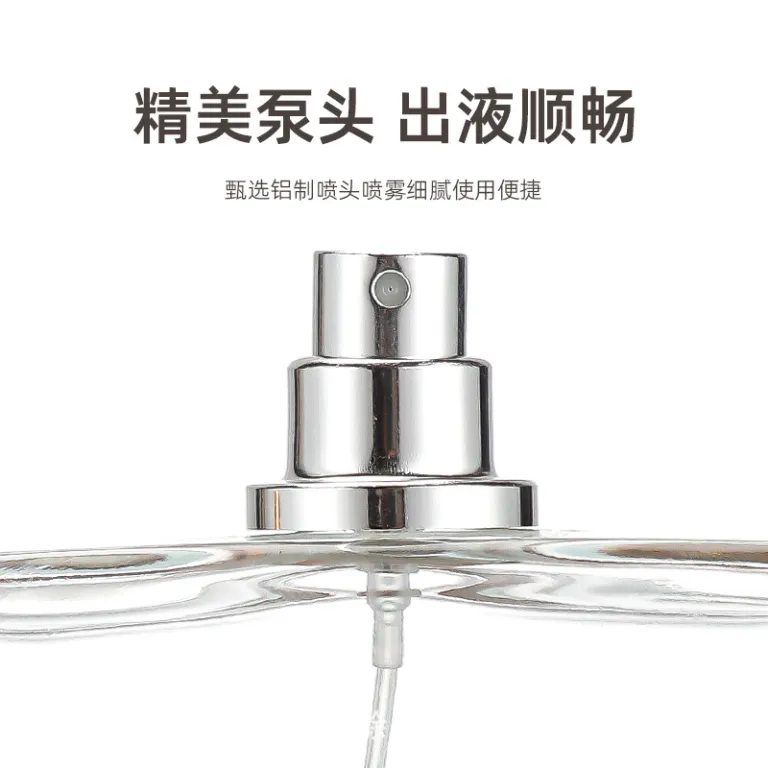 50ml بطری اسپری عطر شیشه‌ای 100ml بطری لوازم آرایشی تخت و مربعی با پمپ فشاری، بطری تقسیم عطر با چاپ لوگو
