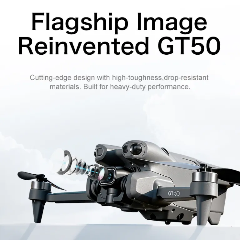 GT50 پهپاد هوایی اسباب‌بازی چهار ملخه با دوربین HD، موتور بدون جاروبک، اجتناب از موانع و صفحه‌نمایش بزرگ روی کنترل از راه دور