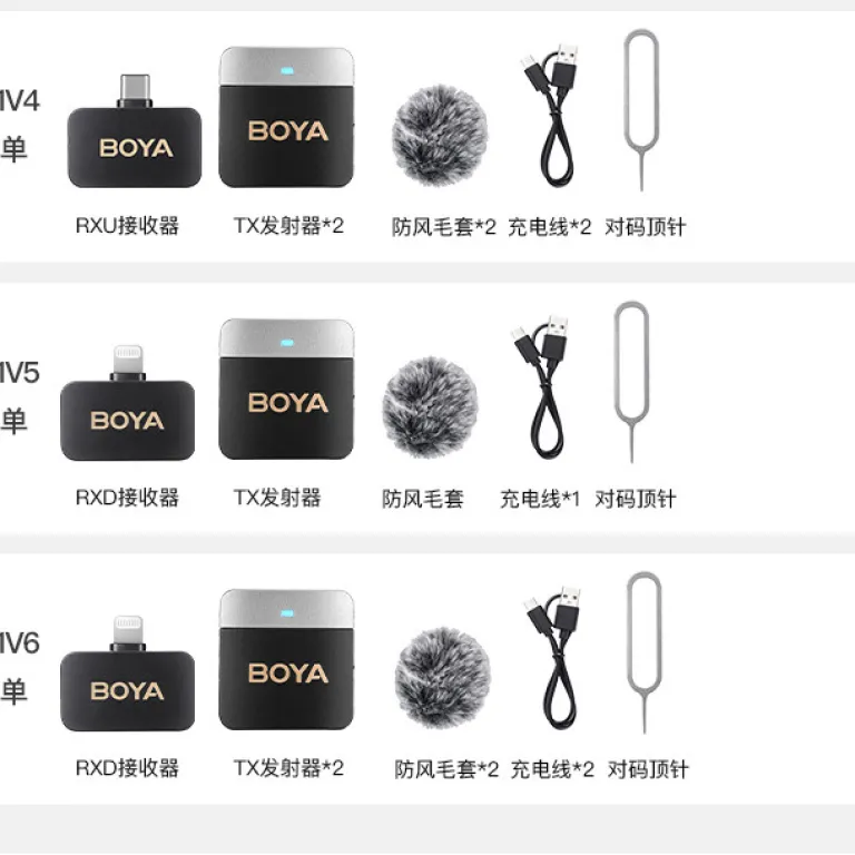 میکروفون بی‌سیم BOYA BY-M1V میکروفون دوربین و موبایل برای لایو و فروش آنلاین، دو کاناله استریو