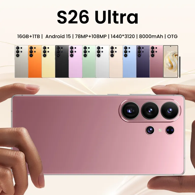 گوشی هوشمند جدید s26 ultra نسخه جهانی 5G اندروید یکپارچه 16+1 پرفروش عمده فروشی برون‌مرزی تیک‌تاک