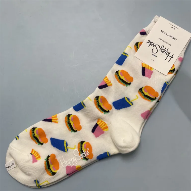 جوراب زنانه رنگارنگ HappySocks طرح کارتونی بامزه مدل اینستاگرامی نیمه‌ساقه بیرونی خیابانی