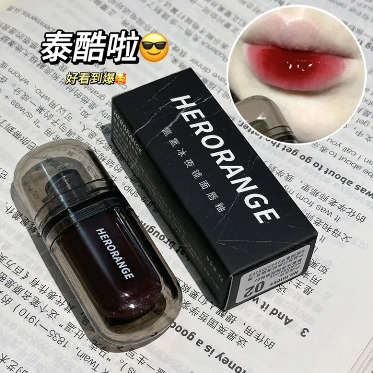 HERORANGE رژ لب مایع آینهای شب یخی مهآلود، ماندگار و ضد ریزش، جلوه طبیعی پوست، روشنکننده، براق شیشهای