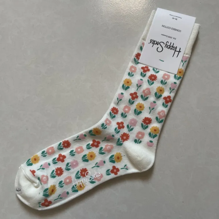 جوراب زنانه رنگارنگ HappySocks طرح کارتونی بامزه مدل اینستاگرامی نیمه‌ساقه بیرونی خیابانی