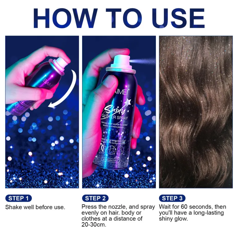 اسپری براق ELAIMEI 60ml برای مهمانی و درخشش سراسری بدن