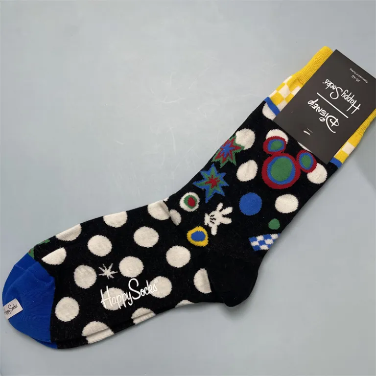جوراب زنانه رنگارنگ HappySocks طرح کارتونی بامزه مدل اینستاگرامی نیمه‌ساقه بیرونی خیابانی