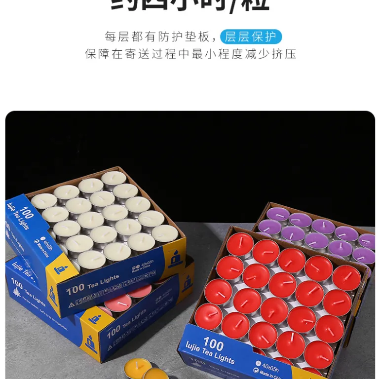 شمع چای بدون دود 4-8 ساعت، شمع کوچک گرد مخصوص گرم‌کردن و عطر‌افشانی، مناسب هتل و کی‌تی‌وی و تولد