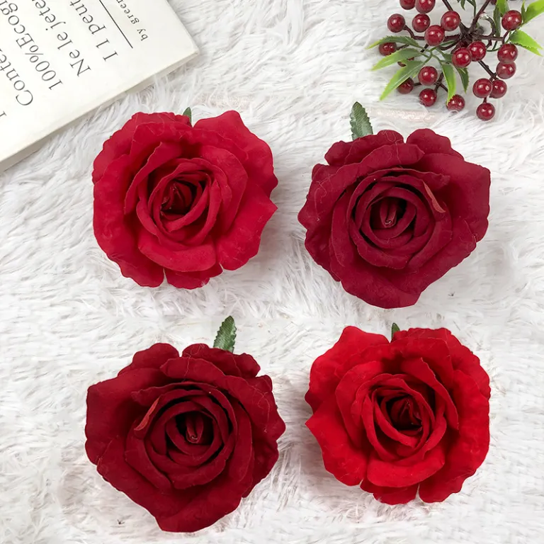 گل رز مخملی بزرگ با قطر 12cm، گل رز مصنوعی برای جعبه هدیه، تزئین دیوار گل، گل آرایی