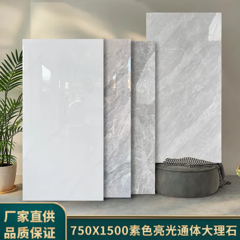 کاشی 750x1500 کفپوش پذیرایی اسلب بزرگ گوانگدونگ فوشان بدنه کامل مرمری خاکستری کاشی دیواری کفپوش ضدلغزش
