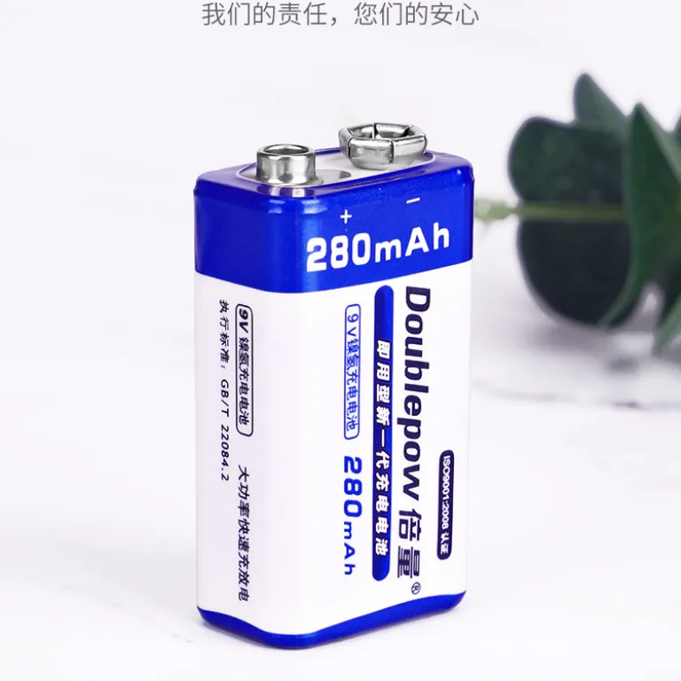 باتری نیکل-متال هیدرید کم‌خودتخلیه 9V280mAh با گارانتی 1 ساله برای مولتی‌متر و اسباب‌بازی، عمده با ظرفیت بالا