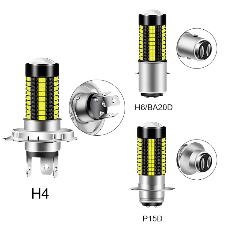 چراغ جلو LED موتورسیکلت TGZ H4P15DH6BA20D126SMD لنزدار با نوار نور فوق‌روشن
