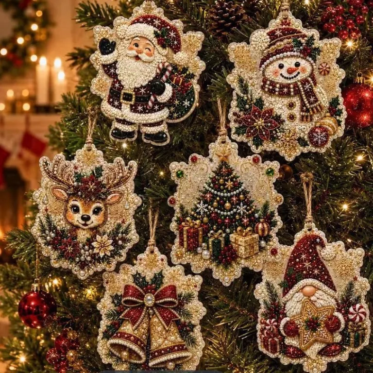 6PCS تزئینات کریسمس چوبی DIY 6 عددی