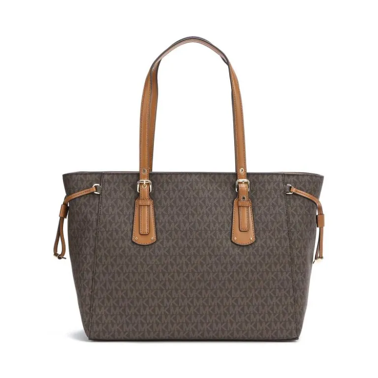کیف دوشی زنانه MICHAEL KORS مدل Voyager طرح مونوگرام دورنگ