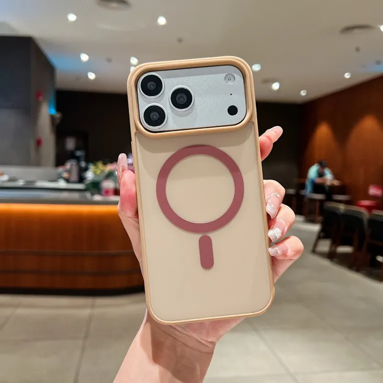 قاب گوشی مغناطیسی با روکش مخملی 17PROMAX ضد ضربه با طراحی دو رنگ مناسب برای iPhone18 محافظ آکریلیک اپل