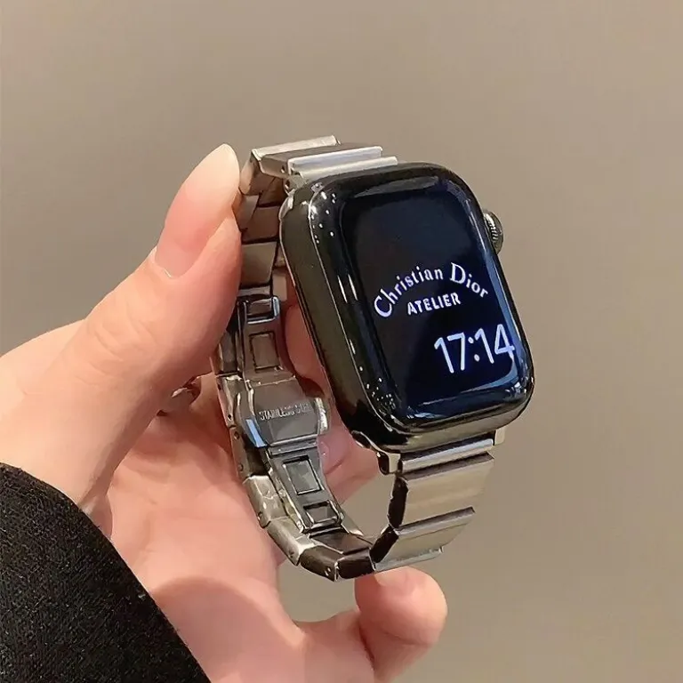 بند مناسب اپل واچ S10 بند iWatchS9 استیل ضدزنگ زنانه طرح کمر باریک s11 حس لوکس ورزشی تابستانی