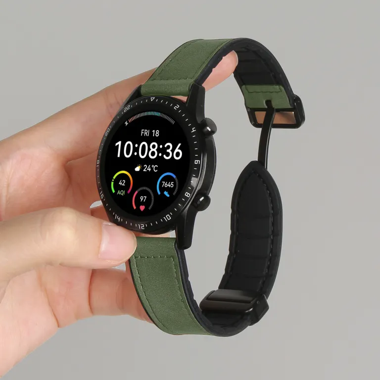 بند چرمی gt6 مناسب ساعت هوشمند هواوی واچ gt7 مدل watchgt5 طرح جدید اسپرت 3 تنفسپذیر gt4 پاییز و زمستان