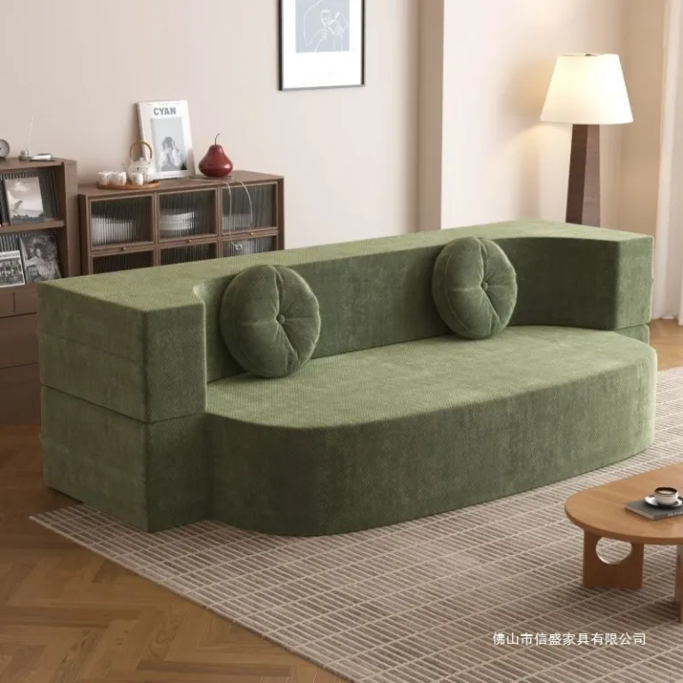 مبل فشرده برای پذیرایی کوچک، مبل پارچه‌ای راحتی خانگی، مبل دو نفره تخت‌شو