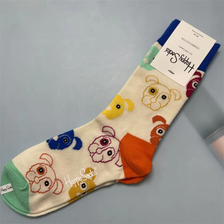 جوراب زنانه رنگارنگ HappySocks طرح کارتونی بامزه مدل اینستاگرامی نیمه‌ساقه بیرونی خیابانی