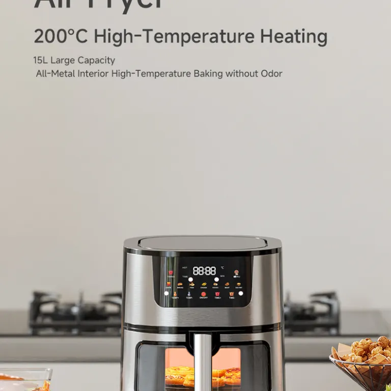 سرخ‌کن بدون روغن Airfryer 15L با ظرفیت بالا، چندکاره خانگی از جنس استیل ضدزنگ، مجهز به پنجره دید و المنت حرارتی بالا و پایین