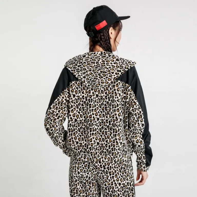 هودی زنانه PUMA x CO گرم و تنفس‌پذیر با طرح پلنگی و آستین بلند
