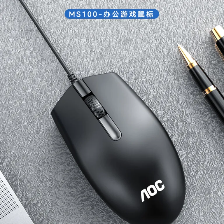 ماوس باسیم USB برند AOC MS100 مناسب کارهای اداری و بازی، سازگار با لپ‌تاپ و کامپیوتر رومیزی