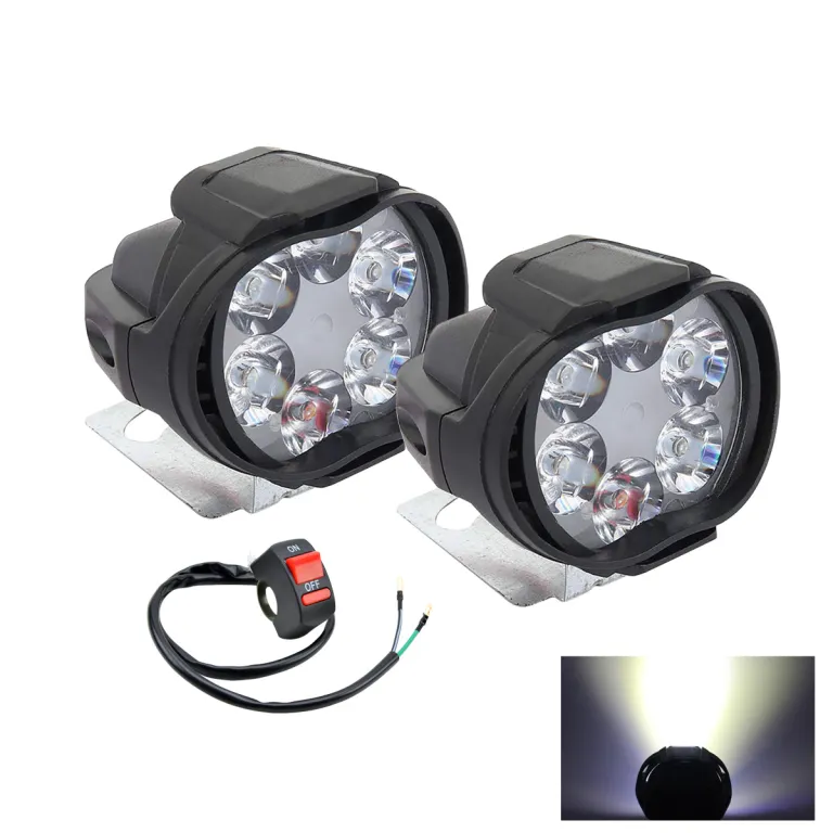 چراغ کمکی LED یونیورسال خارجی 6LED برای موتورسیکلت، خودروی برقی و خودرو، چراغ جلو قابل تغییر و چراغ مه‌شکن