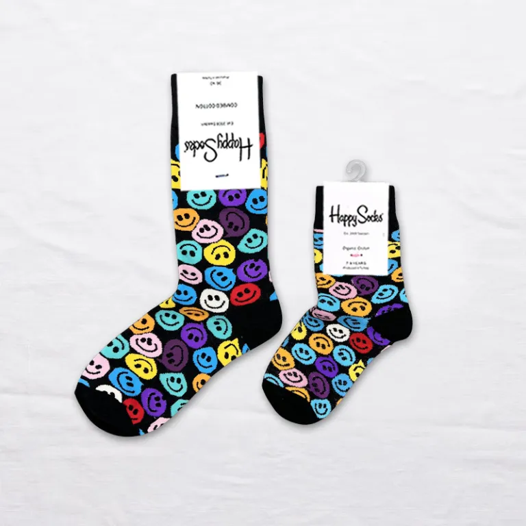 جوراب بچگانه HappySocks طرح کارتونی ساق متوسط مدل هایپی مناسب دختر و پسر برای استفاده بیرون از منزل طرح بامزه عمده و خانوادگی