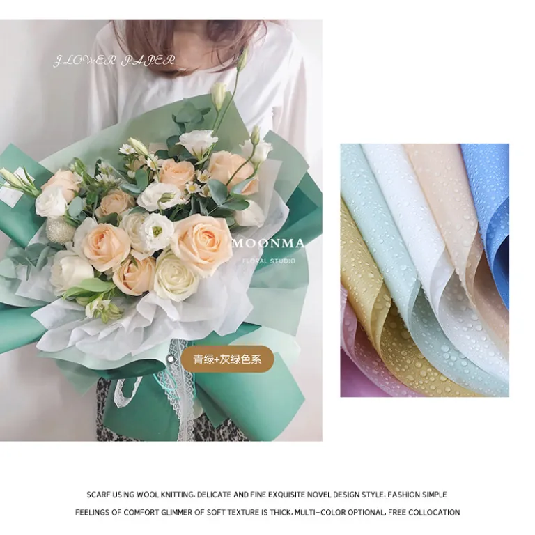 کاغذ اویا و کاغذ هانسو دو رنگ ضدآب برای بسته‌بندی گل، دسته گل فروشی، کاغذ کادو و مواد بسته‌بندی هدیه