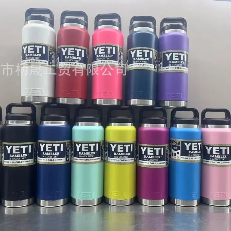 304 قمقمه استیل ضدزنگ YETI با دو درب و دسته، ظرفیت بالا، مناسب فضای باز و قابل حمل 36oz