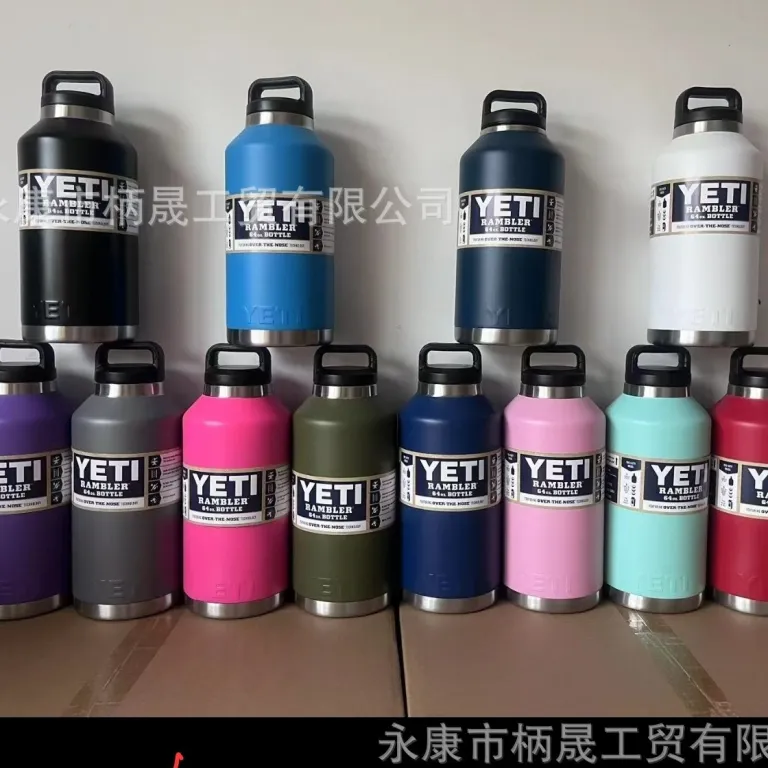 304 قمقمه استیل ضدزنگ YETI با دو درب و دسته، ظرفیت بالا، مناسب فضای باز و قابل حمل 36oz