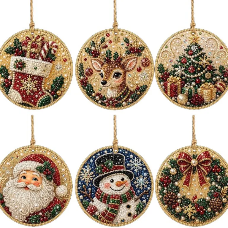 6PCS تزئینات کریسمس چوبی DIY 6 عددی