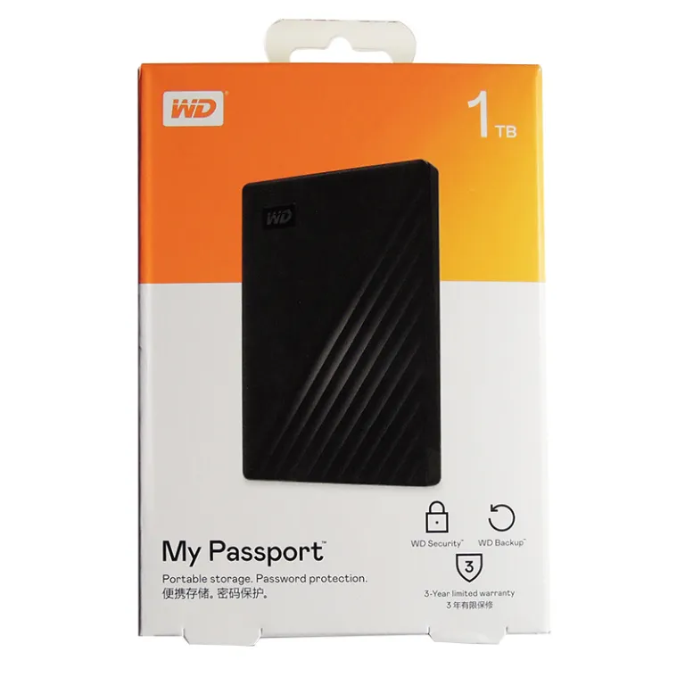 هارد اکسترنال قابل حمل WD My Passport 1T2T4T5T6T با رمزنگاری پرسرعت USB3.0