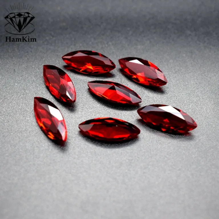 نگین شیشهای قرمز یاقوتی تراش مارکیز 1.5X3-8X16 مخصوص جواهرسازی و تزئینات