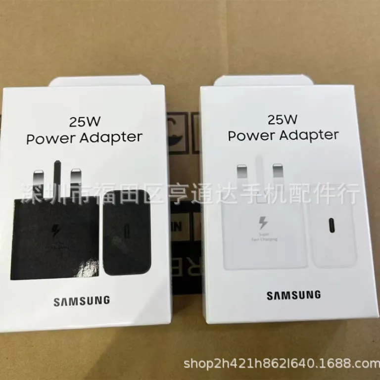 شارژر جدید 25W T2510 اورجینال مناسب سامسونگ S23/S24 با دوشاخه انگلیسی 25W و قابلیت سوپر فست شارژ