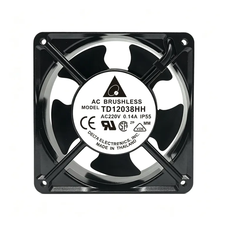 فن محوری صنعتی دلتا 220V موجود در انبار، فن خنک‌کننده بلبرینگ بی‌صدا برای کابینت توزیع برق