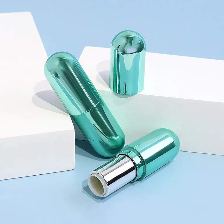 سفارشی OEM 3.5g تیوپ بیضی لب‌گلاس و رژ لب با آبکاری سبز فیروزه‌ای بسته‌بندی لوازم آرایشی کارخانه اصلی