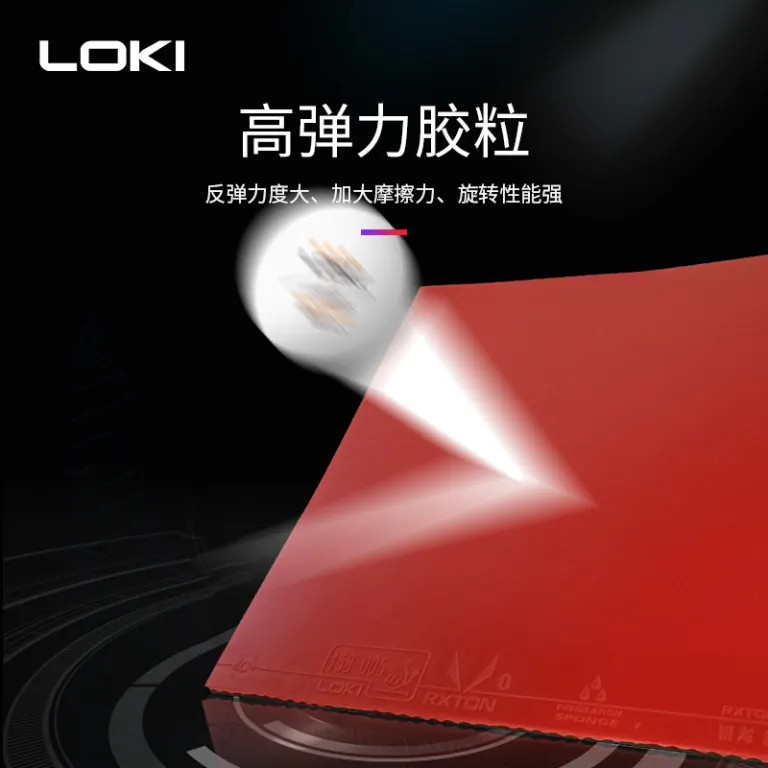 روکش لاستیکی چسبناک راکت پینگ‌پنگ LOKI Thor Ruilong 1 با اسفنج الاستیک بالا اصل