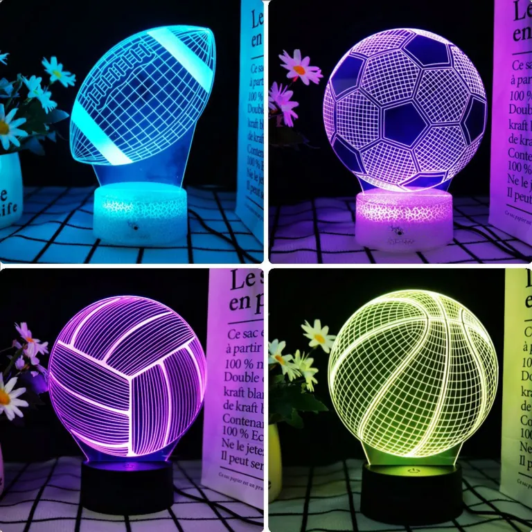 چراغ خواب LED لمسی هفت‌رنگ با کنترل از راه دور و پورت USB سری توپ بسکتبال، فوتبال و والیبال مخصوص صادرات 3D